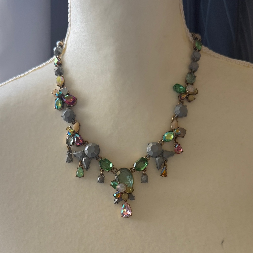 J. Crew Multicolored Crystal Bib Necklace